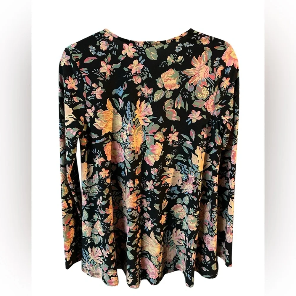 Show Me Your MuMu Tyler Minidress Tunic Black Floral Long Sleeve Dress Knit XS